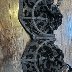 Black Leopard Print Bra